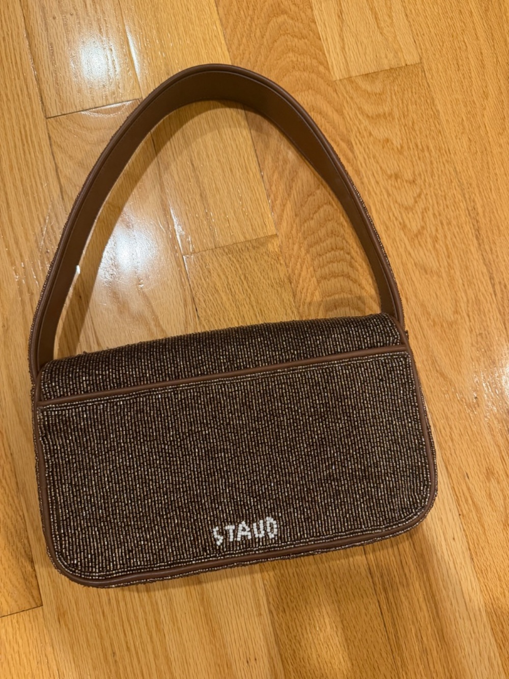 STAUD Brown Tommy Beaded Shoulder Bag - Picture 5 of 10